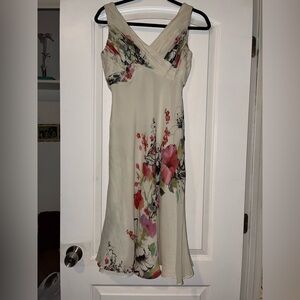 Adrianna Papell Pink and Red Sleeveless V-Neck Midi Sundress